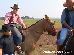 Pretty white cowboy gets robbed, assfucked and face-fucked by Black Mustang and Billy the Kid
